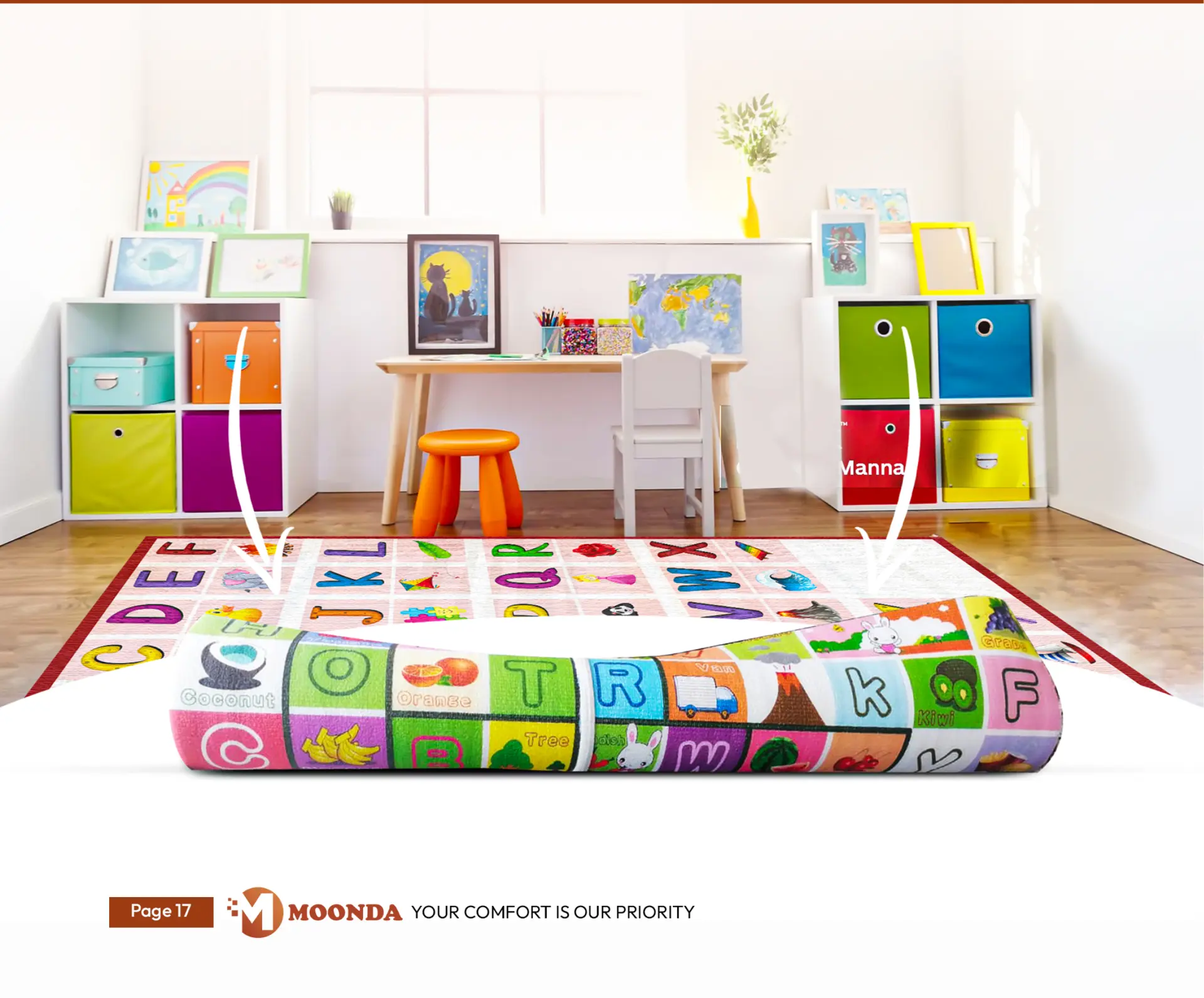 MOONDA alphabet play mat in a children's playroom